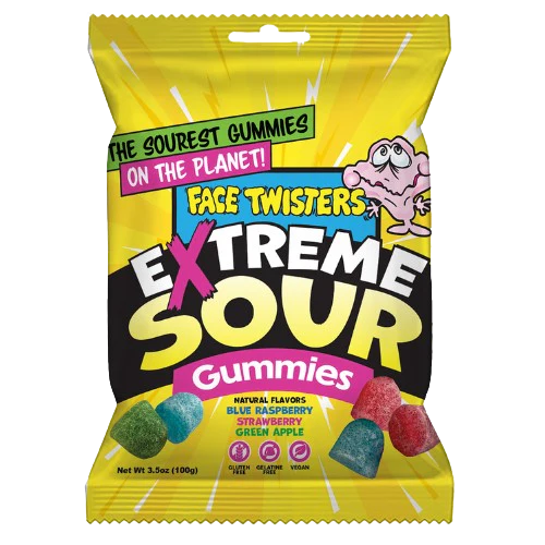 Face Twisters Extra Sour Gummies - 3.5 oz