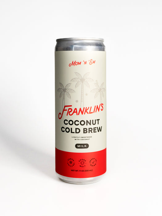 Mom N Em Franklin's Coconut Cold Brew Canned Coffee - 11 oz Pack of 12