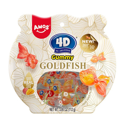 Amos 4D Gummy Goldfish, Realistic Fruit-Flavored Candy, 3.95 oz Peg Bag (Pack of 1)