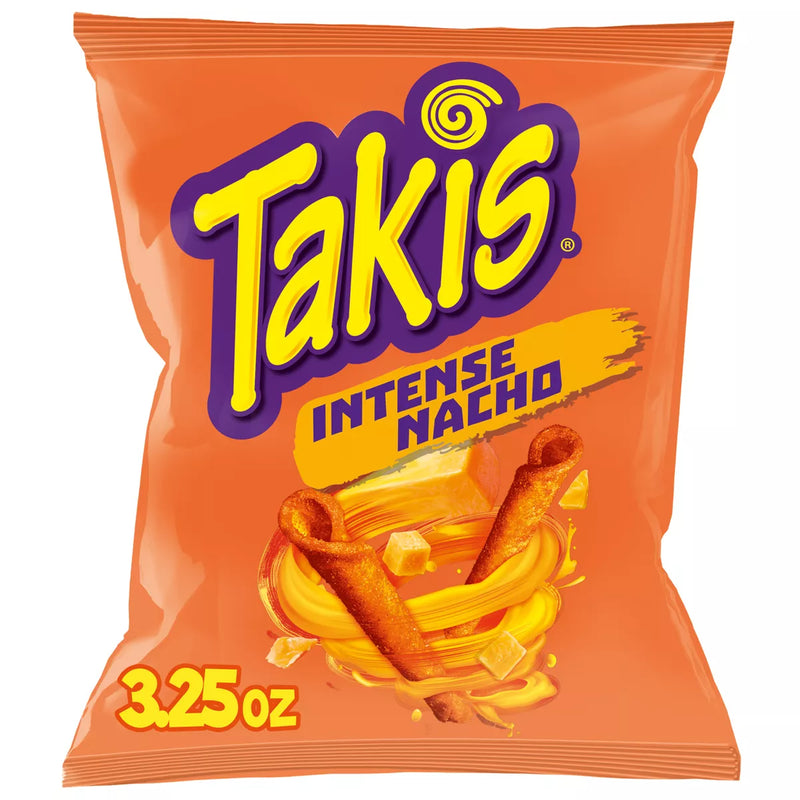 Takis Intense Nacho Cheese Rolled Tortilla Chips, 3.25 oz (Pack of 20)