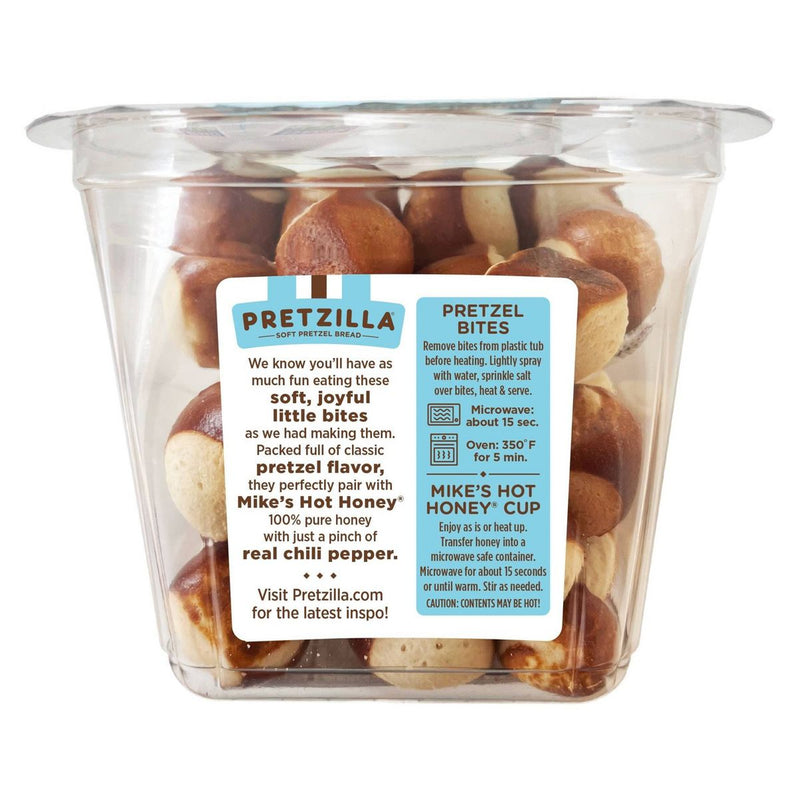 Pretzilla Soft Pretzel Bites Mikes Hot Honey Cup Salted Pretzel Tub 12.3oz Master Case of 8 Tubs