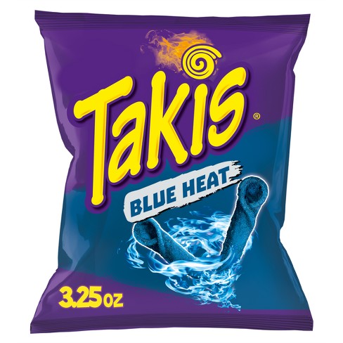 Takis Blue Heat Hot Chili Pepper Flavored Rolled Tortilla Chips, 3.25 oz (Pack of 20)