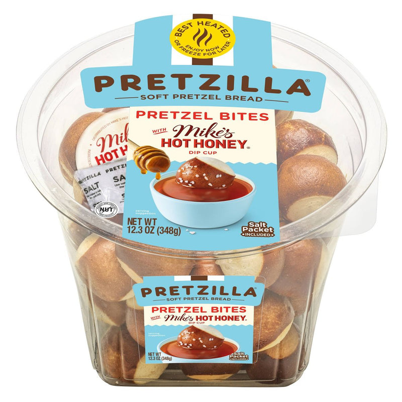 Pretzilla Soft Pretzel Bites Mikes Hot Honey Cup Salted Pretzel Tub 12.3oz Master Case of 8 Tubs