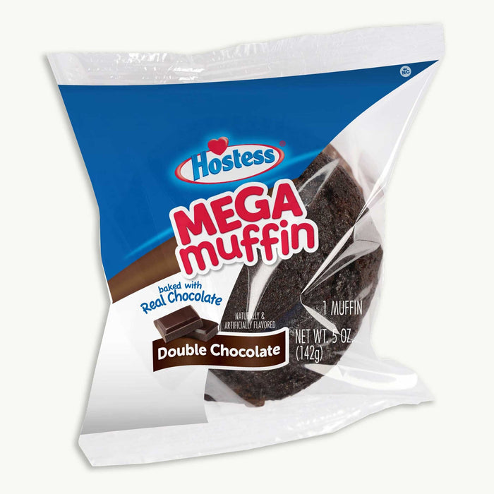 Hostess Jumbo Muffin, Double Chocolate, Bakery-Style Snack, Individually Wrapped, 5 oz (Pack of 36)