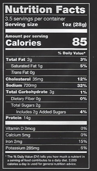 Mingua Hot Beef Jerky 3.5 oz bag nutrition facts