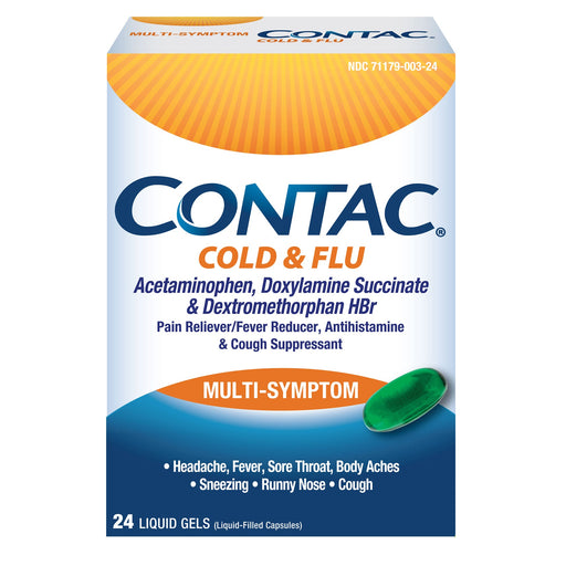 Contac Cold & Flu Multi-Symptom 24 Liquid Gels — official product image 1