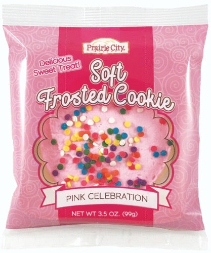 Prairie City Bakery Pink Frosted Cookies - Soft, Festive Cookies with Sweet Pink Icing & Sprinkles (Pack of 60)