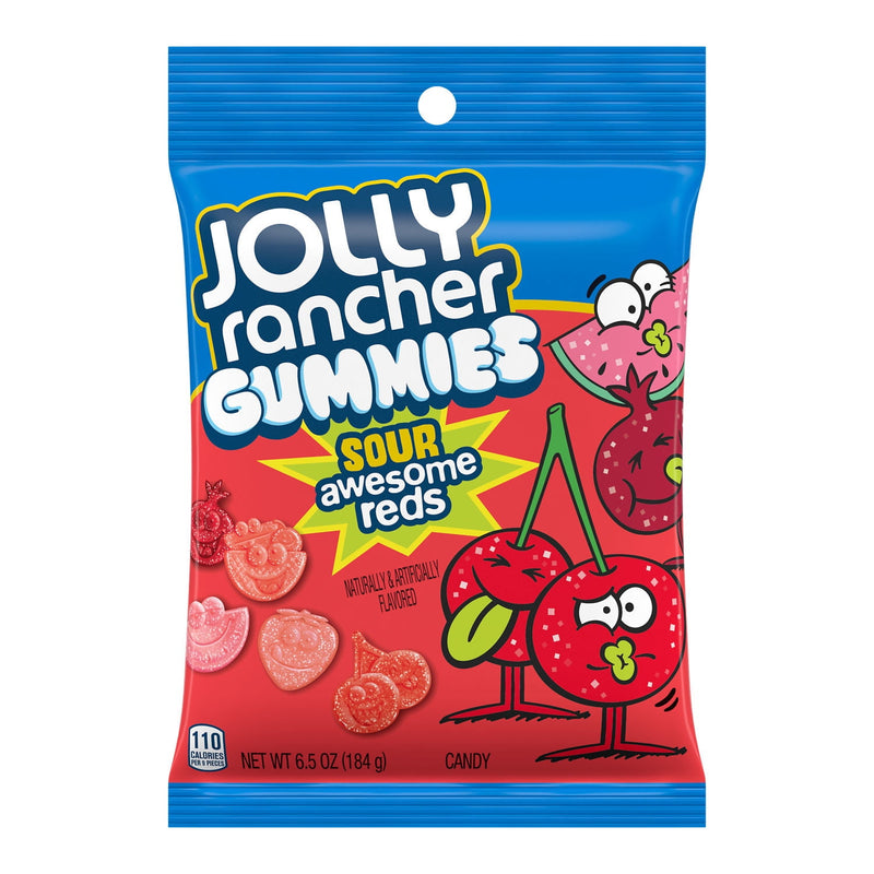 Jolly Rancher Gummi Sour Awesome Reds Candy, 6 oz Peg Bag