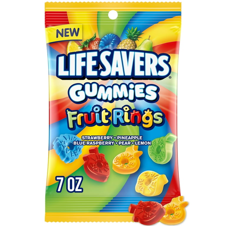 Lifesavers Gummi Fruit Rings 7oz Peg Bag
