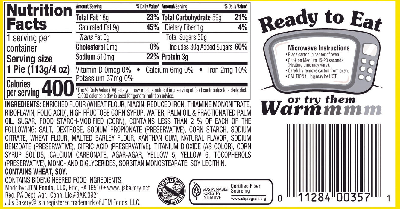 JJ's Bakery Lightly Glazed Snack Pies 4oz (Lemon Cream)