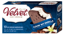 Velvet Creamy Vanilla Ice Cream Sandwiched Between Chocolate Wafers 5 oz 24-Count Wholesale Box
