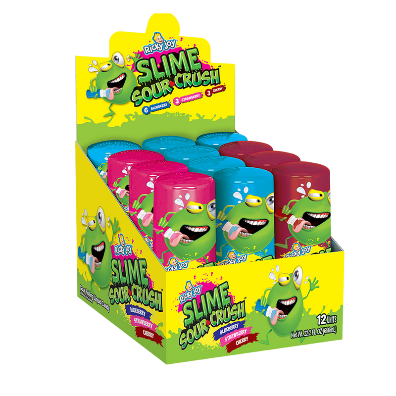 Ricky Joy Slime Sour Crush Roll On Candy Strawberry Blueberry Cherry 1.85 oz Pack of 12