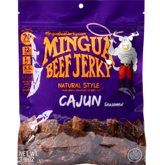 Mingua Cajun Beef Jerky 3.5 oz bag front