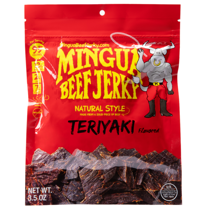 Mingua Teriyaki Beef Jerky 3.5 oz bag front