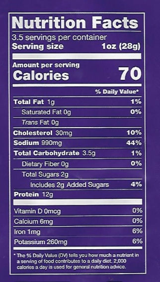 Mingua Cajun Beef Jerky 3.5 oz bag nutrition facts