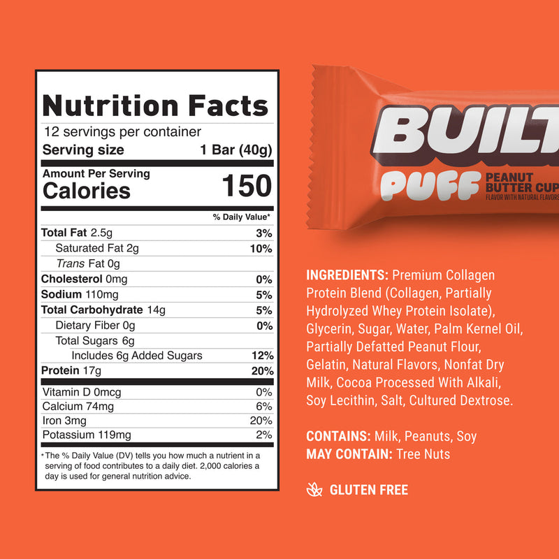 Built Puff Peanut Butter Protein Bar 1.41oz 12ct