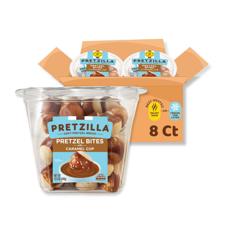 Pretzilla Soft Bites Caramel Pretzels 12.3oz Master Case of 8 Tubs