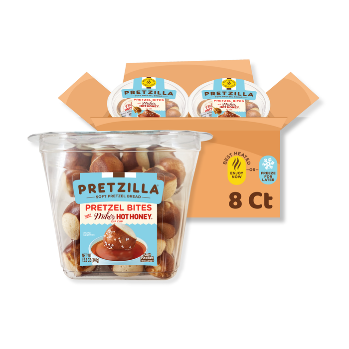 Pretzilla Soft Pretzel Bites Mikes Hot Honey Cup Salted 12.3 oz (Pack of 8)