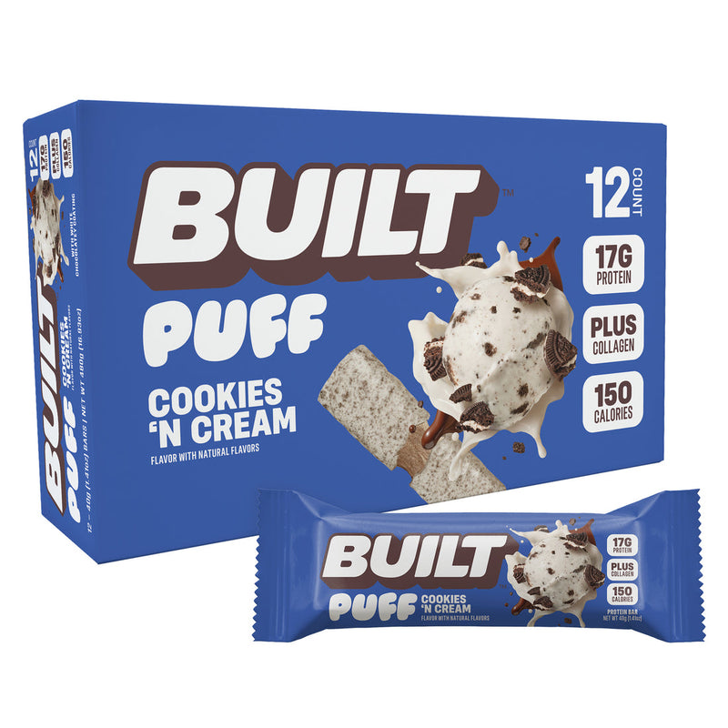 Built Puff Cookies N Cream Protein Bar 1.4oz 12ct
