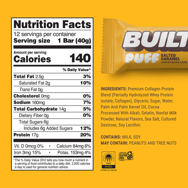 Built Puff Salted Caramel Protein Bar 1.41oz 12ct
