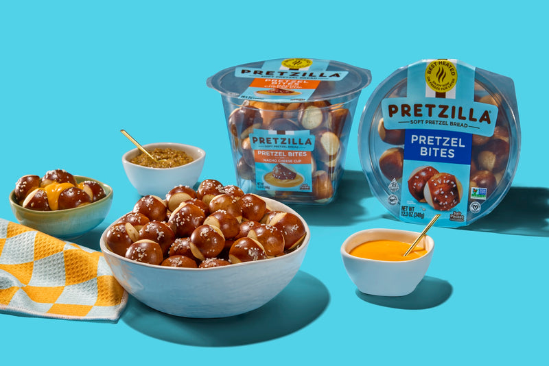 Pretzilla Soft Pretzel Bites with Mustard Cup Tub 12.3oz Master Case of 8 Tubs