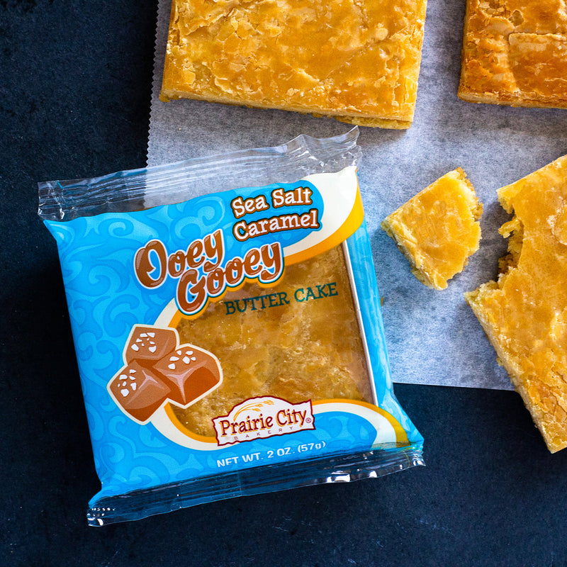 Prairie City Bakery Ooey Gooey Butter Cake, 2 oz Snack Cakes, Individually Wrapped, Pack of 10 (Sea Salt Caramel)