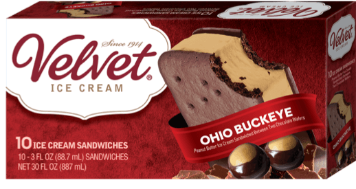 Velvet Buckeye Ice Cream Sandwich 5 oz 48-Count Wholesale Box