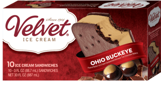 Velvet Ice Cream, Buckeye Ice Cream Sandwich 5 oz (Pack of 48)