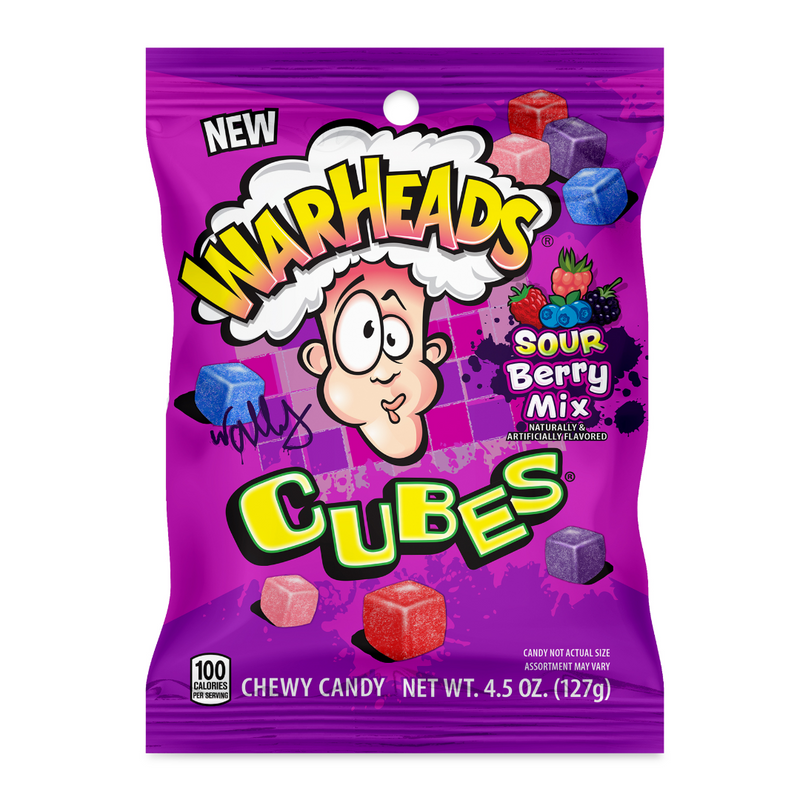 Warheads Berry Cubes Peg 4.5 oz (Pack of 12)