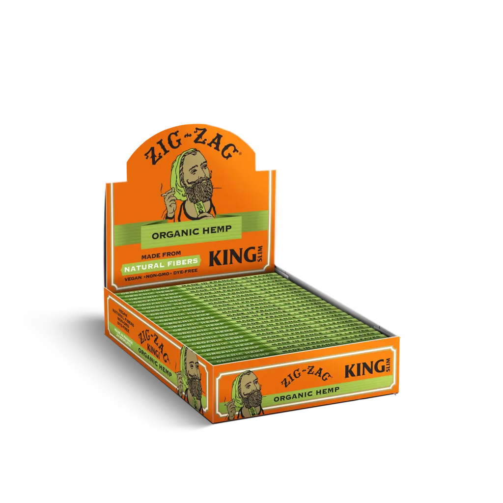 Zig Zag King Slim Organic Hemp Rolling Papers Wholesale 24-Pack Carton