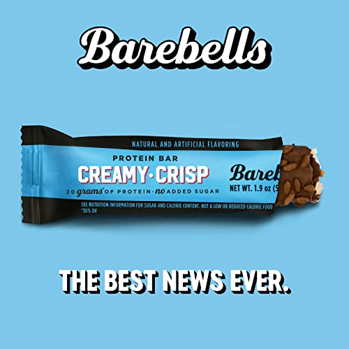 Barebells Protein Bars Creamy Crisp - 12 Count, 1.9oz Bars - Protein Snacks with 20g of High Protein - Chocolate Protein Bar with 1g of Total Sugars - Perfect on The Go Protein Snack & Breakfast Bars