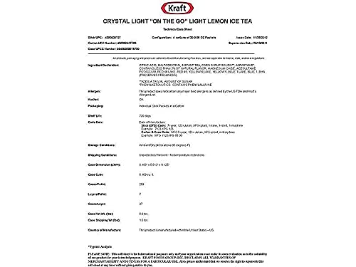Crystal Light On-the-Go Iced Tea Mix Refreshing Sugar-Free Lemon Flavor 30-Count Wholesale