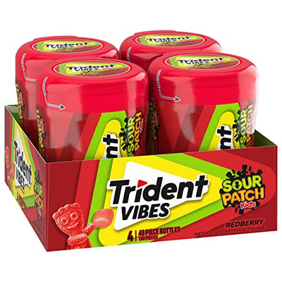 Trident Vibes SOUR PATCH KIDS Redberry Sugar Free Gum, 6-40 Piece Bottles (240 Total Pieces)