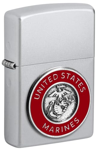 Zippo United States Marines Emblem Satin Chrome Lighter - Semper Fi