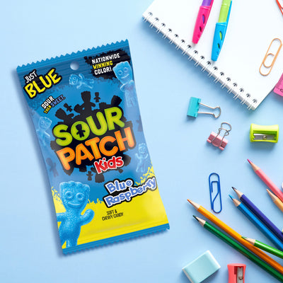 Sour Patch Kids Blue Raspberry, Soft & Chewy Candy, 8 Ounce Bags (Pack of 12)