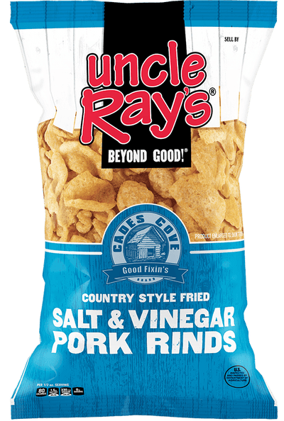 Uncle Ray's Salt & Vinegar Pork Rinds, 2.29 oz (Pack of 12)