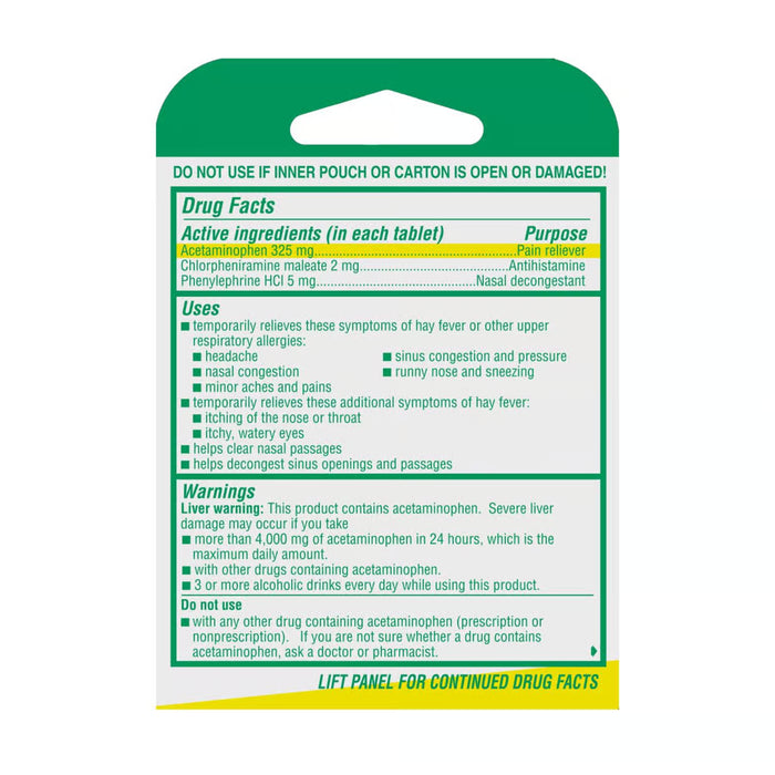 Allergy & Sinus Relief Tablets Fast-Acting Formula 6-Count Wholesale Pack