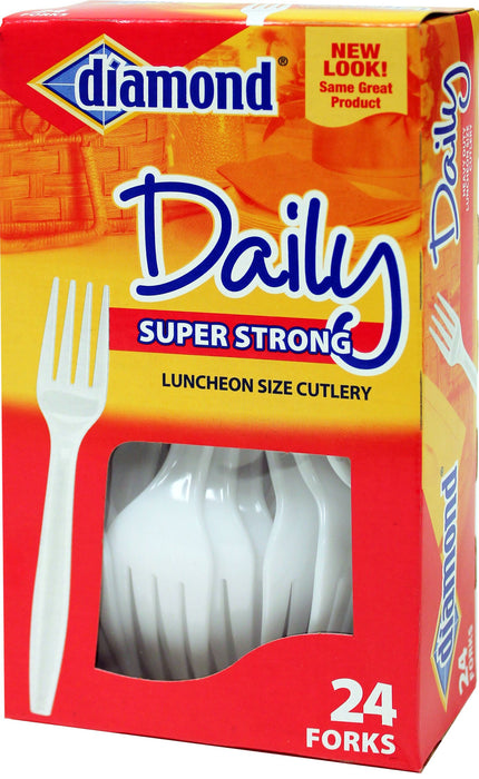 Diamond Daily Super Strong Heavy Duty Plastic Forks 24-Count Wholesale