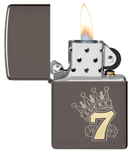 Zippo Lucky 7 Black Ice Pocket Lighter - Sleek Gambler&