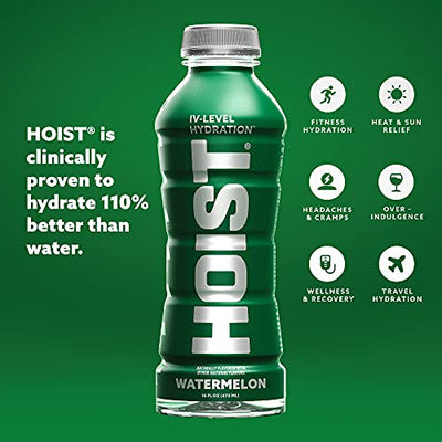 HOIST Premium Hydration Electrolyte Drink, Powerful IV-Level Hydration, Watermelon, 16 Fl Oz (Pack of 12)