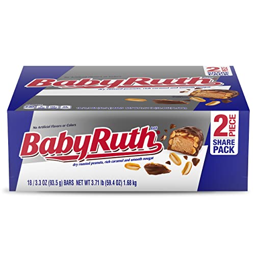 Baby Ruth Milk Chocolate-y Candy Bars, Bulk Ferrero Share Pack Candy, Perfect Valentine’s Day Gift, 3.3 oz (Pack of 18)