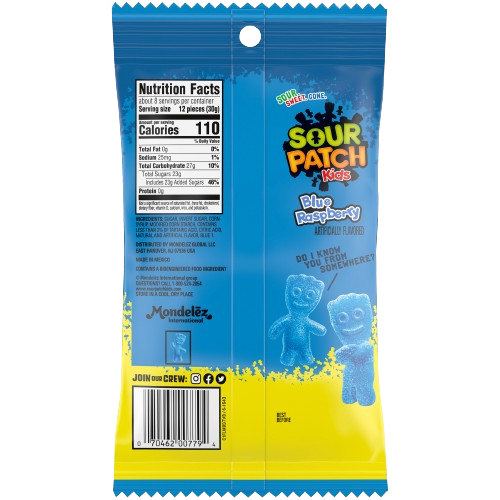 Sour Patch Kids Blue Raspberry Sweet & Sour Candy - 8 Ounce Bag