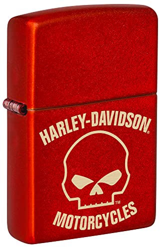 Zippo Harley-Davidson Red Skull Metallic Lighter - Edgy Laser Design