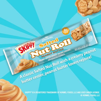 Pearson's SKIPPY Peanut Butter Salted Nut Roll | Peanut, Caramel, Peanut Butter Candy | 24 Full- Size Candy Bars |Bulk, Individually Wrapped