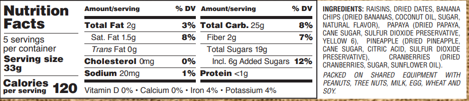 Gurley's Golden Recipe All Fruit Trail Mix 5.5 oz