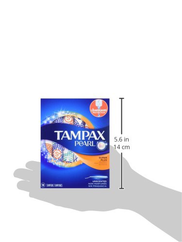 Tampax Pearl Tampons with Plastic Applicator, Super Plus Absorbency, Unscented, 18 Count - Pack of 12 (216 Count Total)