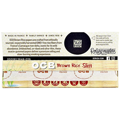 OCB Brown Rice Rolling Papers (Slim) 24 Count Display