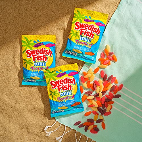 SWEDISH FISH Mini Tropical Soft & Chewy Candy, 8 Ounce (Pack of 12)