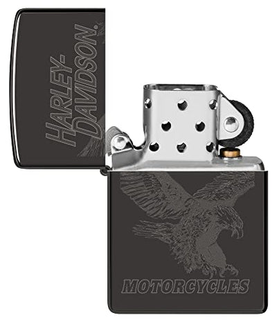 Zippo Harley-Davidson Fancy Fill High Polish Black Lighter - Elegant & Detailed