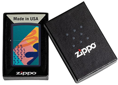 Zippo Navy Matte Retro Pattern Pocket Lighter - Classic Design, Reliable Performance